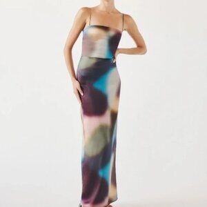 Reformation Frankie Silk Dress Blur NWOT Size 8